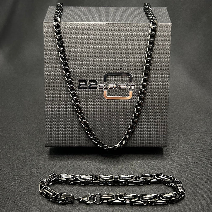 Stainless Steel Cuban Link Necklace & Bracelet Set