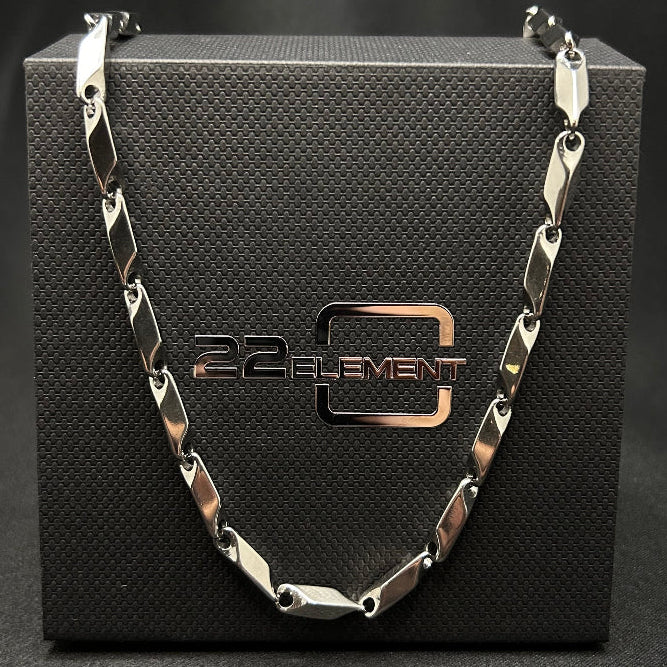Titanium Barleycorn Chain Link Necklace 5mm