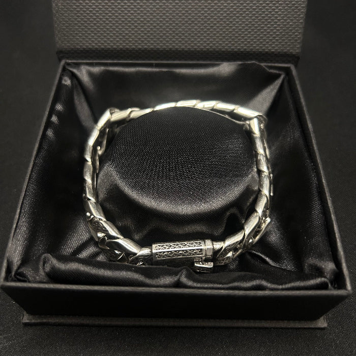 Stainess Steel Tang Grass Heavy Link Cuban Bracelet