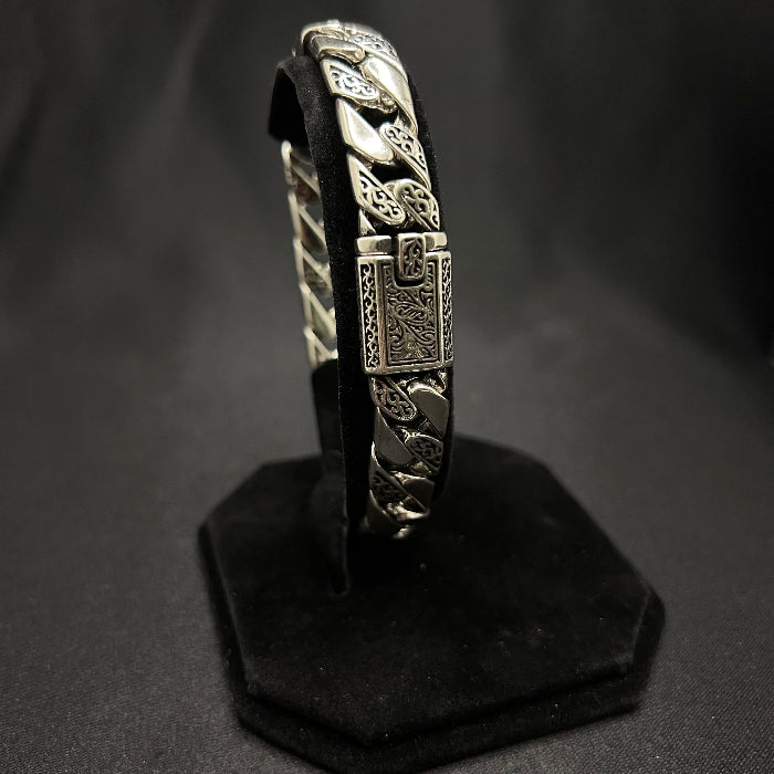 Stainess Steel Tang Grass Heavy Link Cuban Bracelet