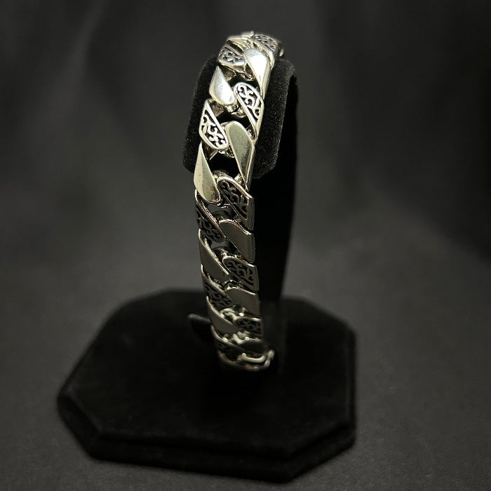 Stainess Steel Tang Grass Heavy Link Cuban Bracelet