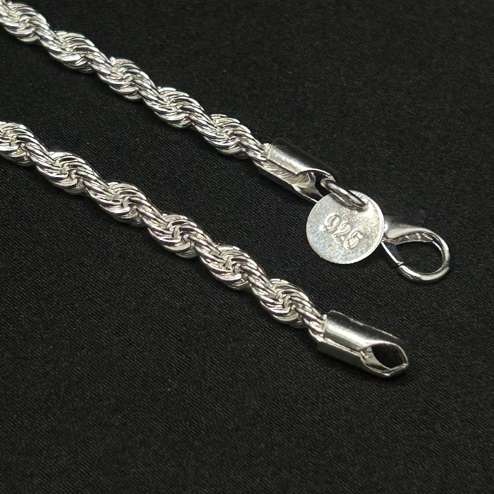 92.5% Silver Rope Link Bracelet