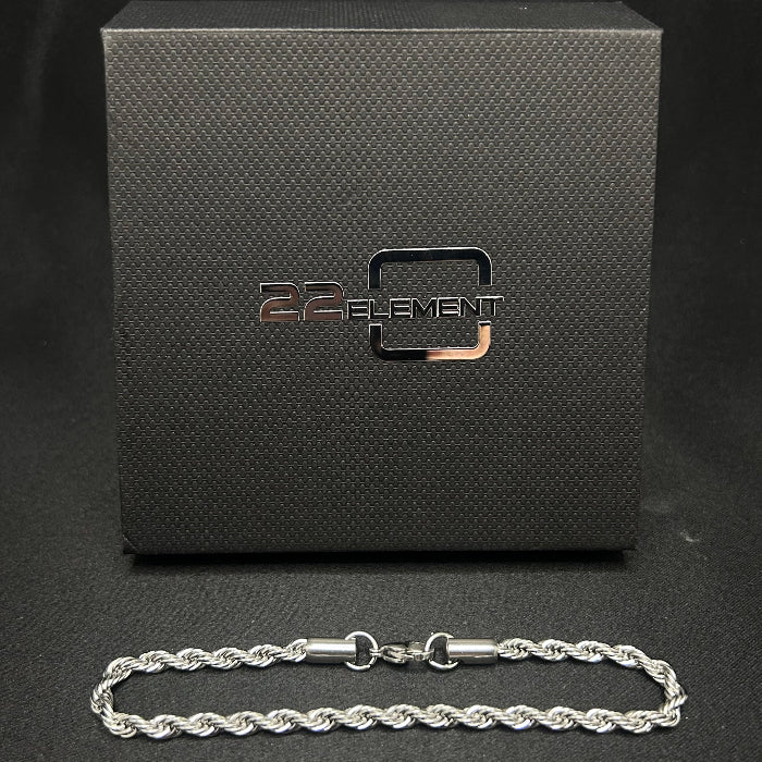 Stainless Steel Silver Plated Rope Link Bracelet