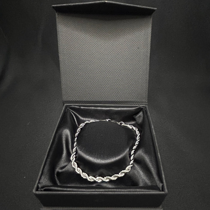 Stainless Steel Silver Plated Rope Link Bracelet