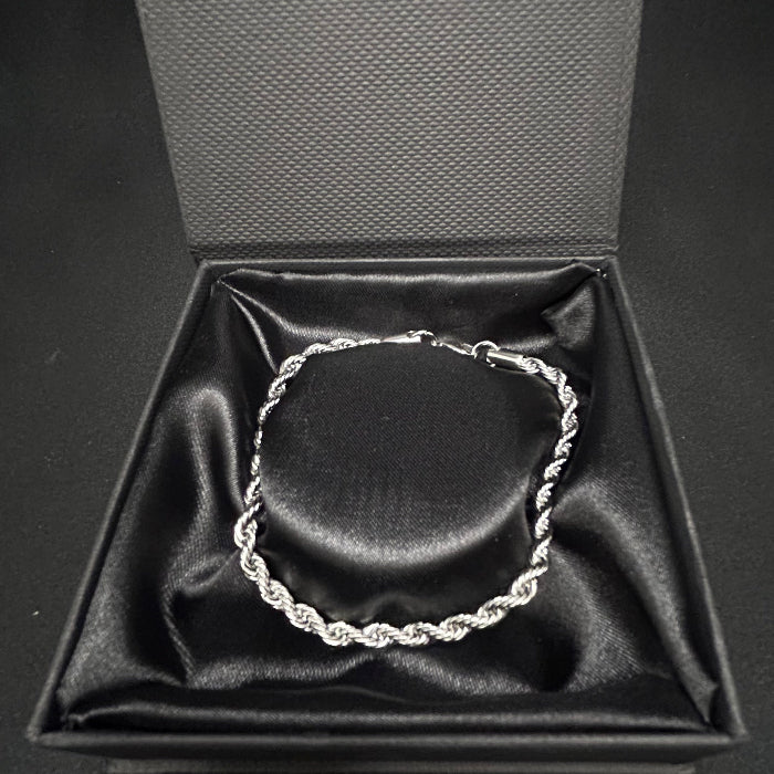 Stainless Steel Silver Plated Rope Link Bracelet