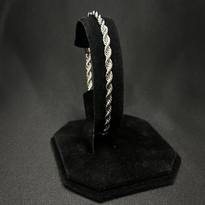 Stainless Steel Silver Plated Rope Link Bracelet
