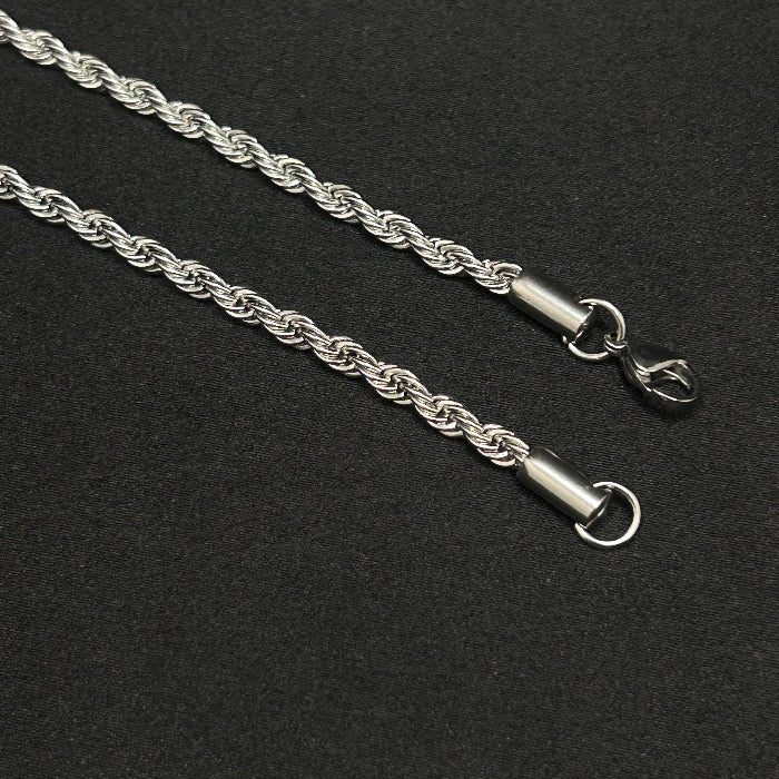 Stainless Steel Silver Plated Rope Link Bracelet