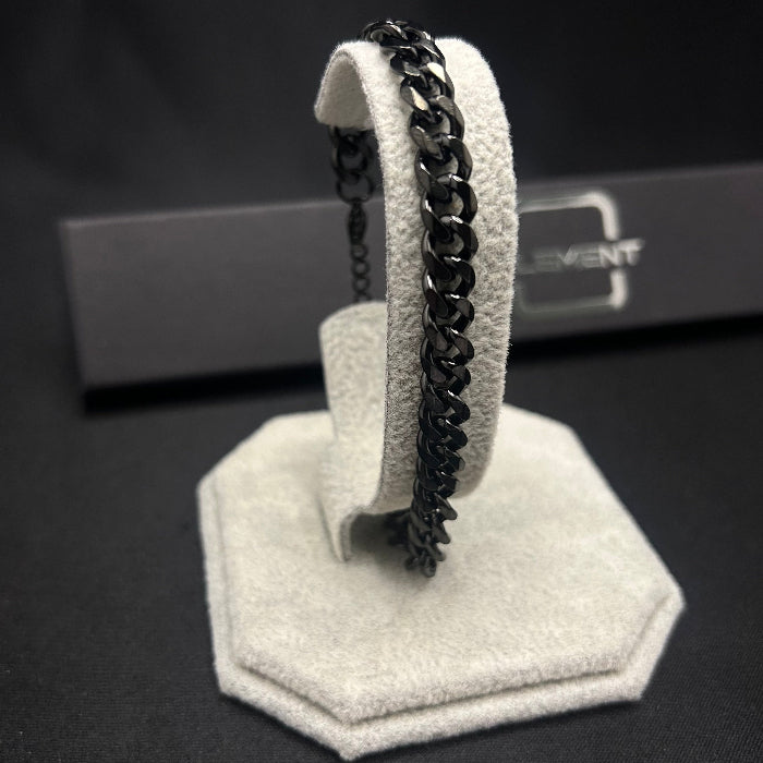 Stainless Steel Black Cuban Chain Link Bracelet