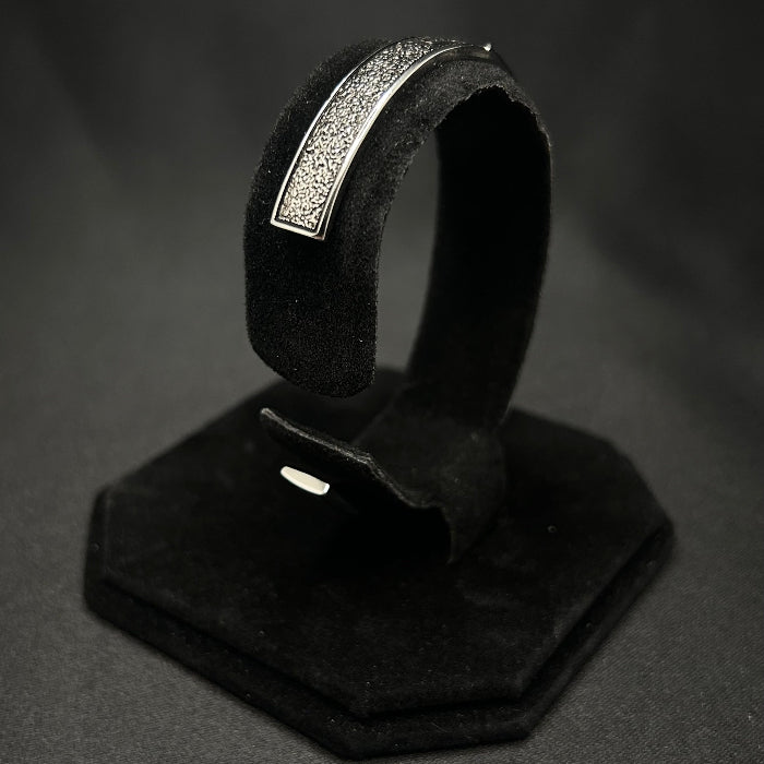 92.5% Silver Geometric Design Open Cuff Bracelet
