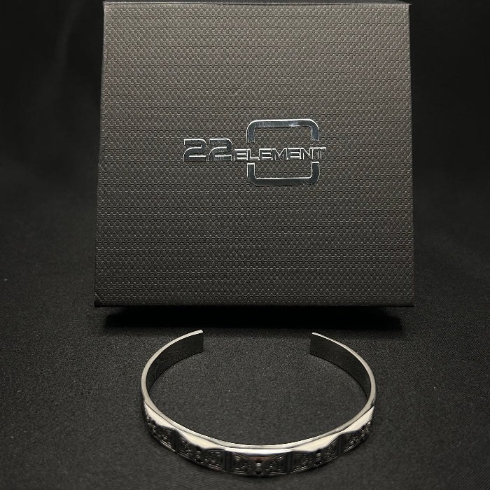 92.5% Silver Geometric Design Open Cuff Bracelet