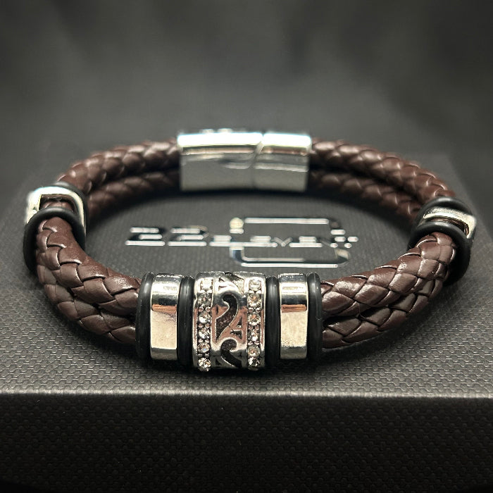 Leather Bracelet Double Braided Closed Wave