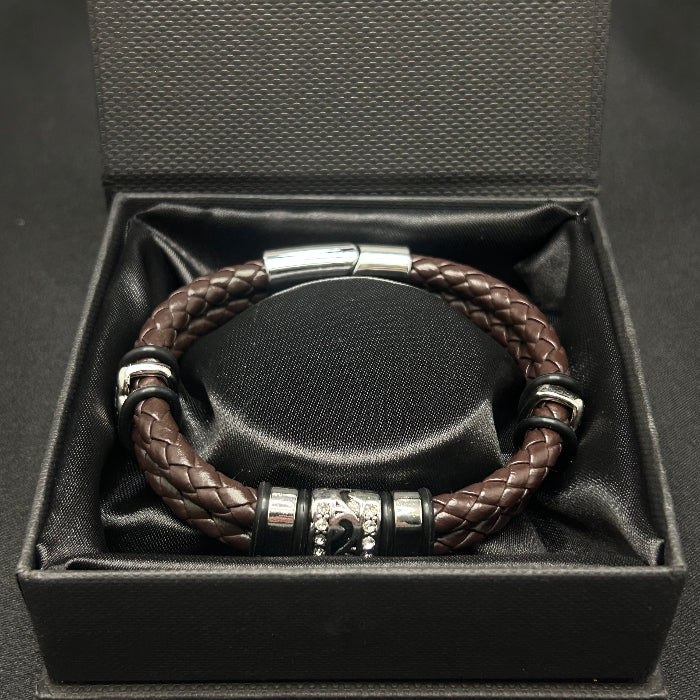 Leather Bracelet Double Braided Closed Wave