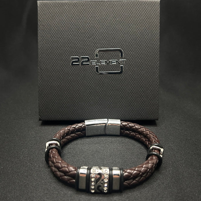 Leather Bracelet Double Braided Closed Wave