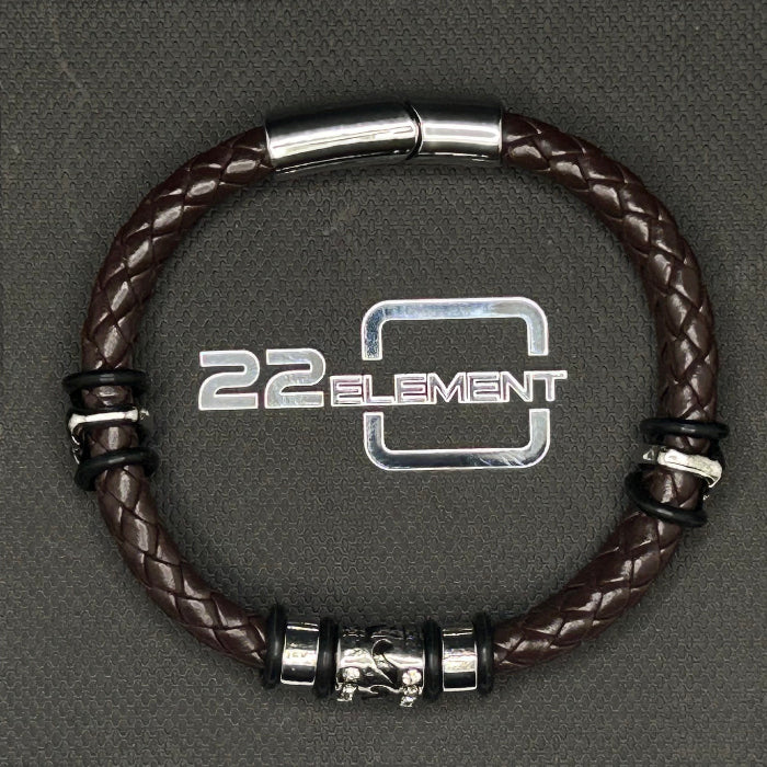 Leather Bracelet Double Braided Closed Wave