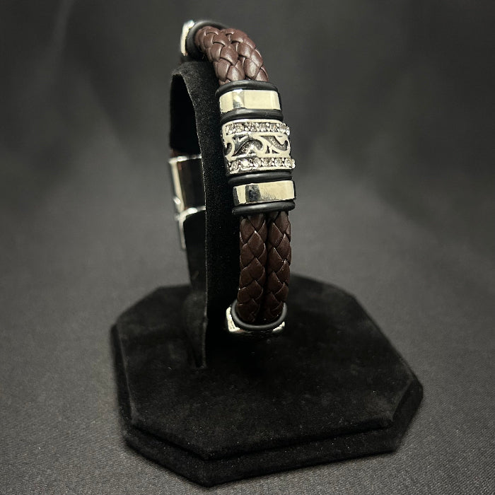 Leather Bracelet Double Braided Closed Wave