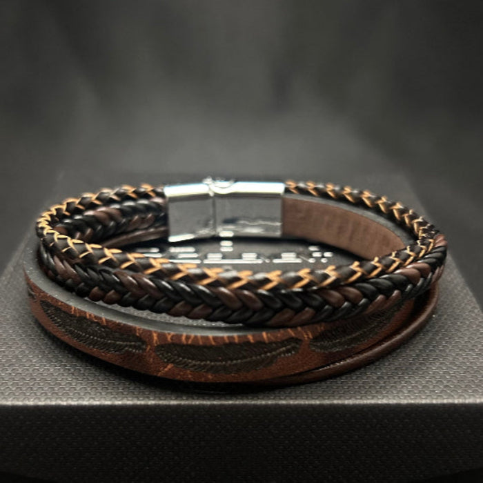 Leather Bracelet Braided Multi Closed