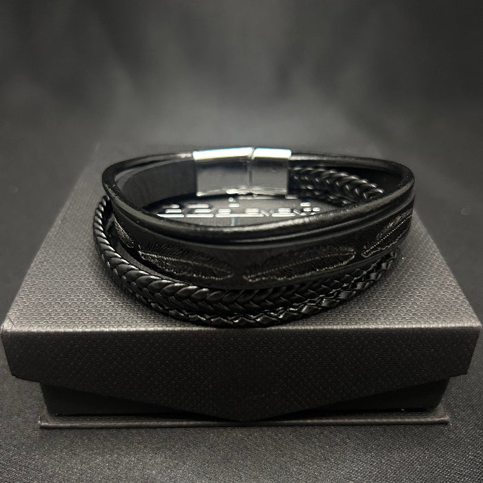Leather Bracelet Braided Multi Closed