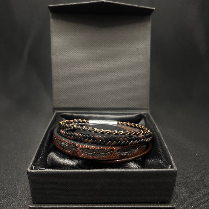 Leather Bracelet Braided Multi Closed