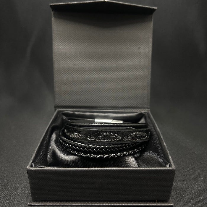 Leather Bracelet Braided Multi Closed
