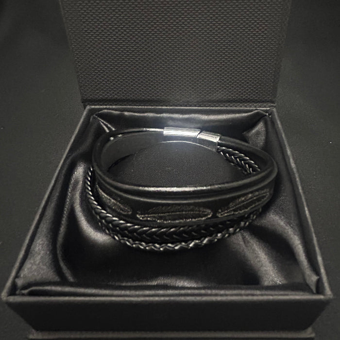 Leather Bracelet Braided Multi Closed