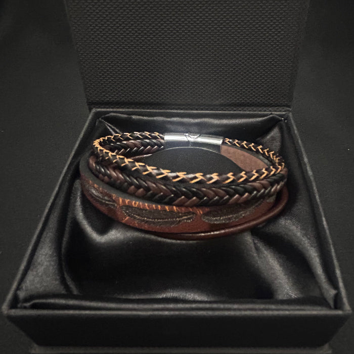 Leather Bracelet Braided Multi Closed