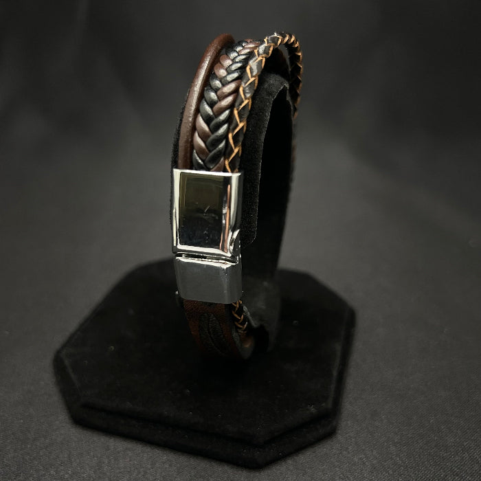 Leather Bracelet Braided Multi Closed