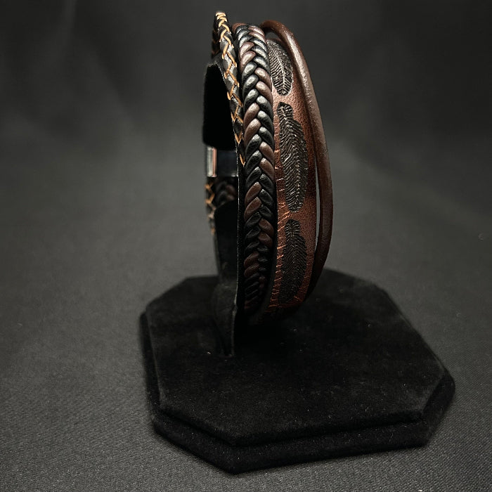 Leather Bracelet Braided Multi Closed