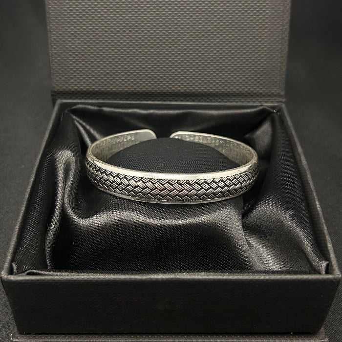 92.5% SIlver Braided Open Cuff Bracelet