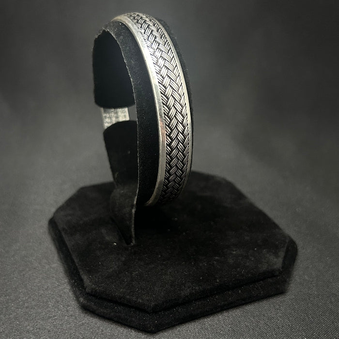 92.5% SIlver Braided Open Cuff Bracelet
