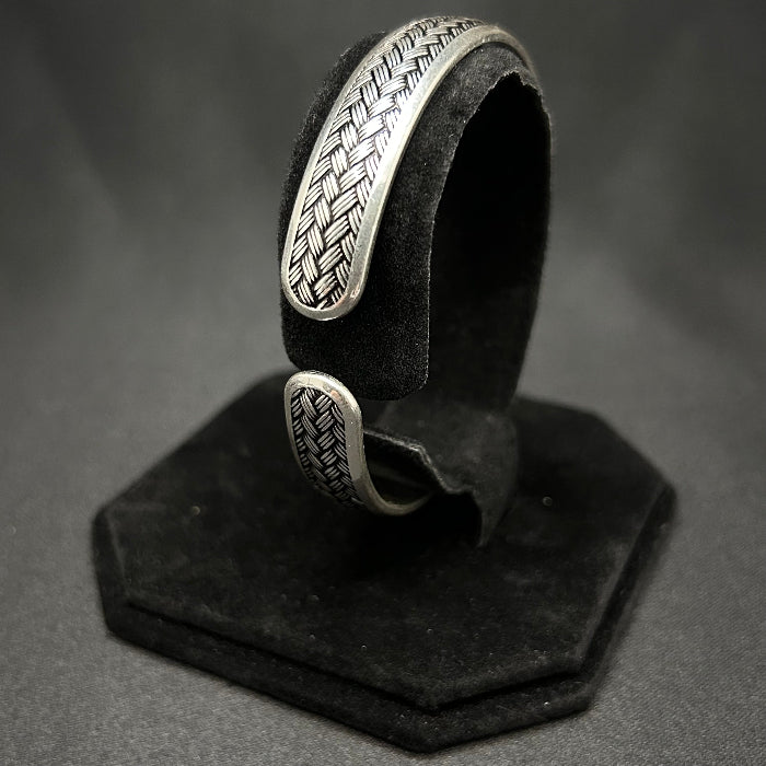 92.5% SIlver Braided Open Cuff Bracelet