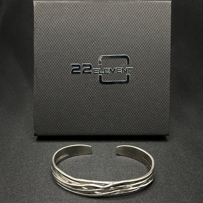 92.5% Silver Retro Wave Open Cuff Bracelet