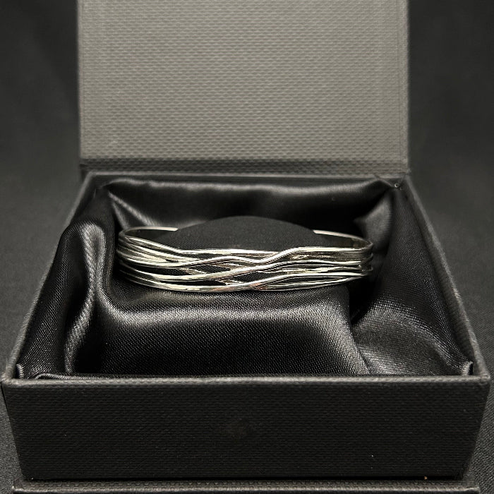 92.5% Silver Retro Wave Open Cuff Bracelet
