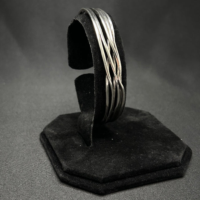92.5% Silver Retro Wave Open Cuff Bracelet