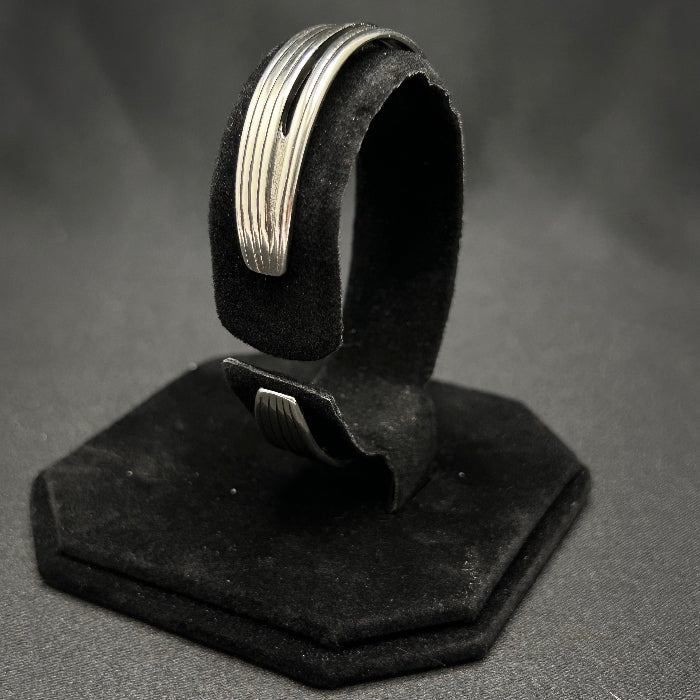 92.5% Silver Retro Wave Open Cuff Bracelet
