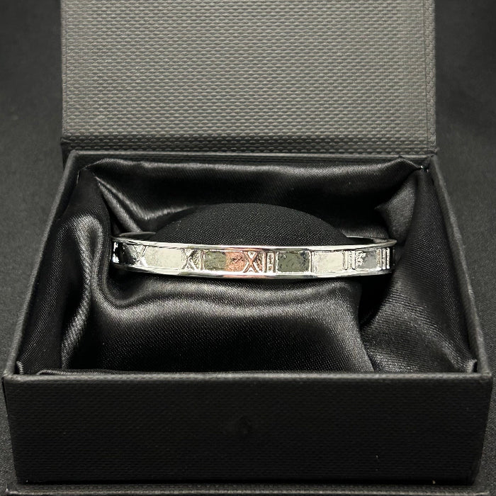 92.5% Silver Roman Numerals Open Cuff Bracelet