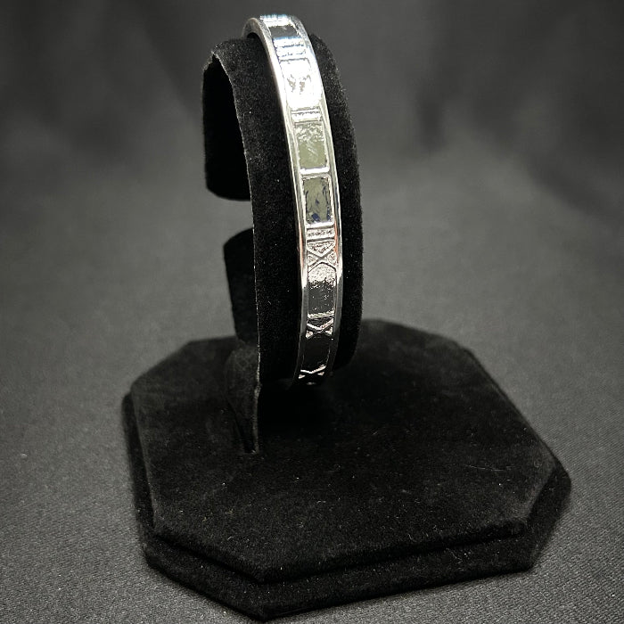 92.5% Silver Roman Numerals Open Cuff Bracelet