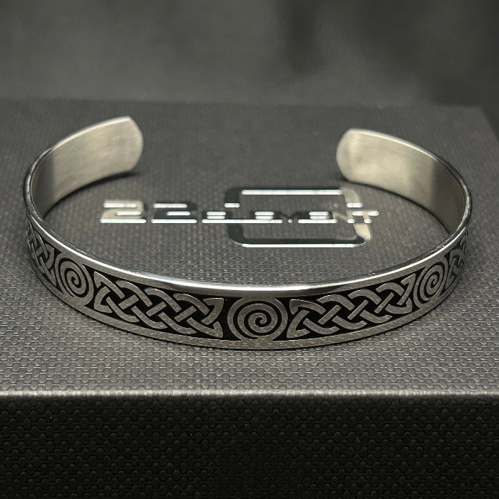 Titanium Tribal Open Cuff Bracelet