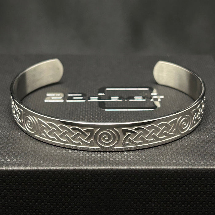 Titanium Tribal Open Cuff Bracelet