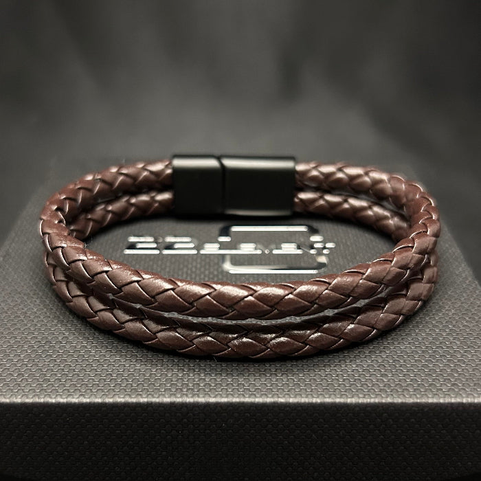 Leather Bracelet Double Braided Closed