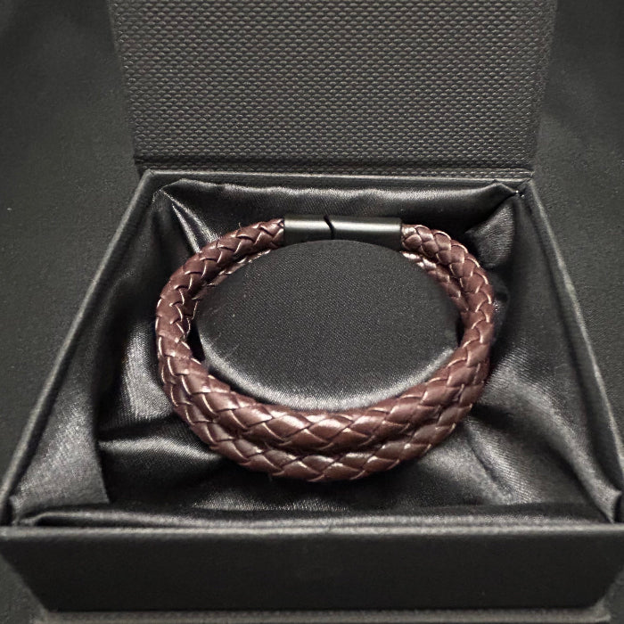 Leather Bracelet Double Braided Closed