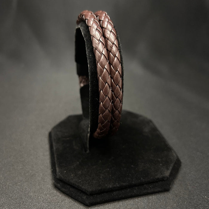 Leather Bracelet Double Braided Closed