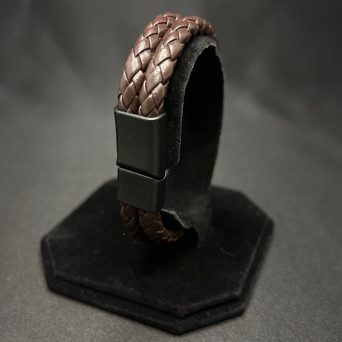 Leather Bracelet Double Braided Closed