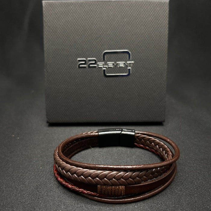 Leather Bracelet Braided 5 Band Closed