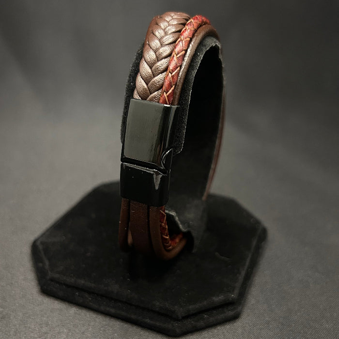 Leather Bracelet Braided 5 Band Closed
