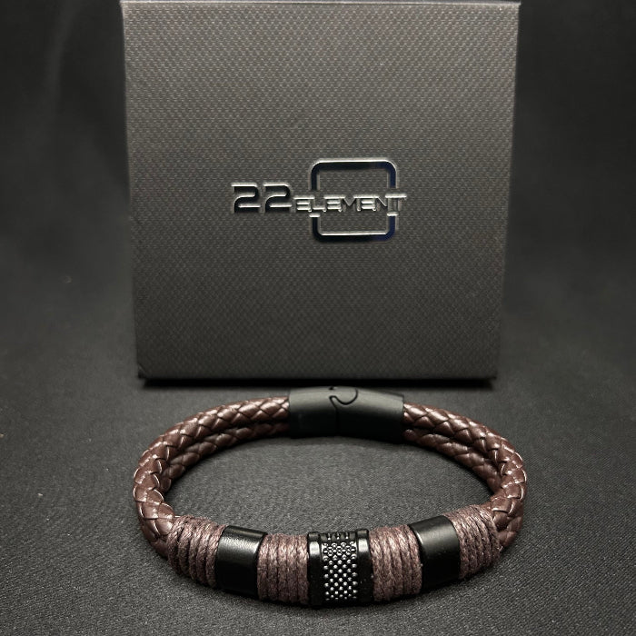 Leather Bracelet Double Braided Tied Closed