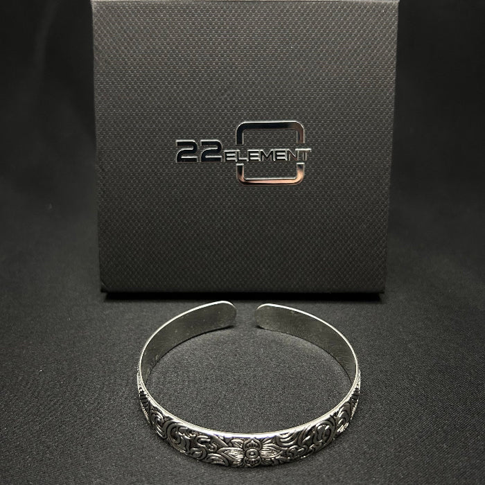 Copper Silver Plated Lotus Flower Open Cuff Bracelet