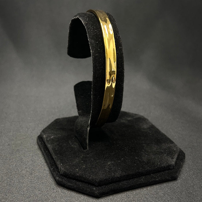 Stainless Steel Hammered Open Cuff Bracelet (Gold)