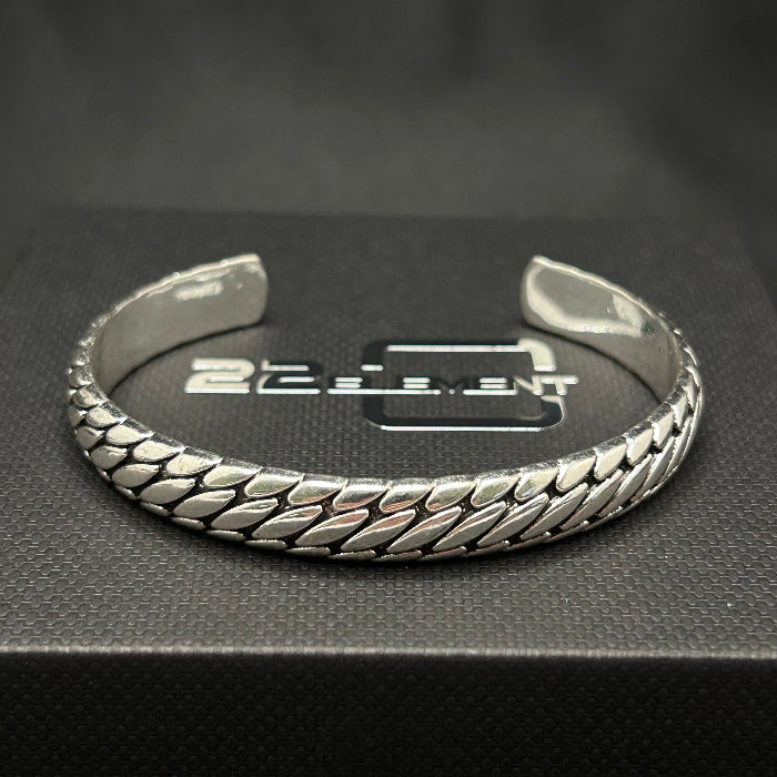 Stainless Steel Weave Open Cuff Bracelet