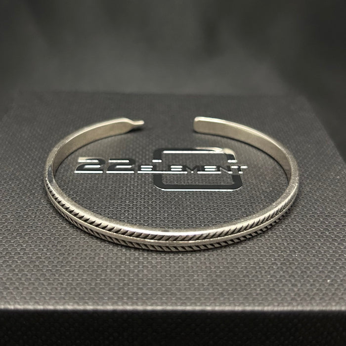 Copper Silver Plated Bamboo Leaf Open Cuff Bracelet