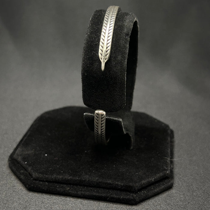 Copper Silver Plated Bamboo Leaf Open Cuff Bracelet